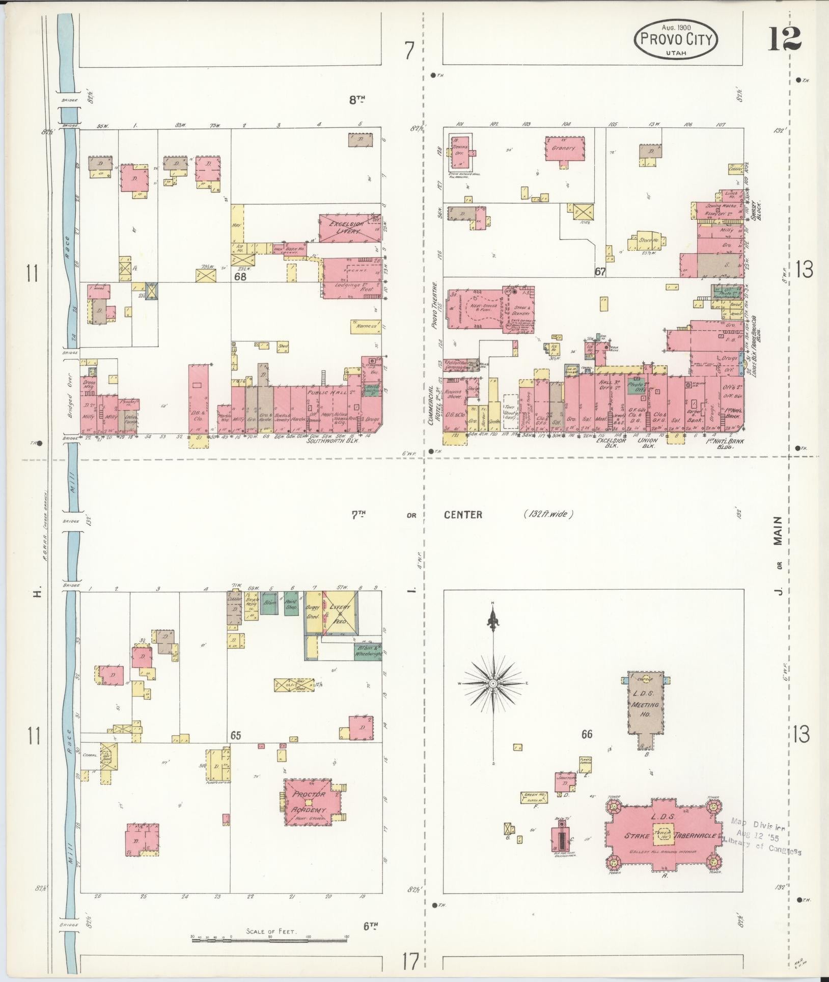 Sanborn Fire Insurance Map from Provo, Utah County, Utah (1900), Sheet #0012 - Complete Map Set gallery image, historic Sanborn map, vintage wall art, Provo Utah