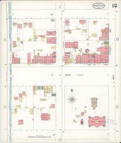 Sanborn Fire Insurance Map from Provo, Utah County, Utah (1900), Sheet #0012 - Complete Map Set gallery image, historic Sanborn map, vintage wall art, Provo Utah