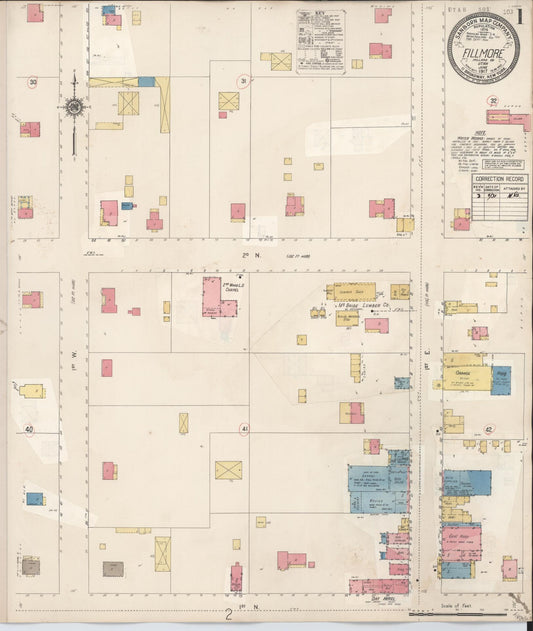 Sanborn Fire Insurance Map from Fillmore, Millard County, Utah (1930), Sheet #0001 - Complete Map Set gallery image, historic Sanborn map, vintage wall art, Utah Utah