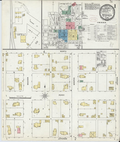Sanborn Fire Insurance Map from Pittsfield, Pike County, Illinois (1898), Sheet #0001 - Complete Map Set gallery image, historic Sanborn map, vintage wall art, Illinois Illinois