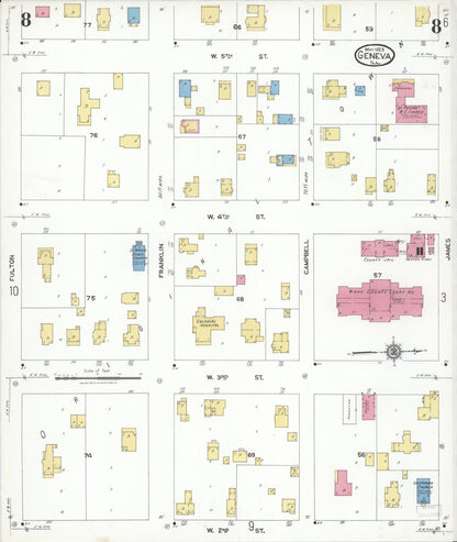 Sanborn Fire Insurance Map from Geneva, Kane County, Illinois (1923), Sheet #0008 - Complete Map Set gallery image, historic Sanborn map, vintage wall art, Illinois Illinois
