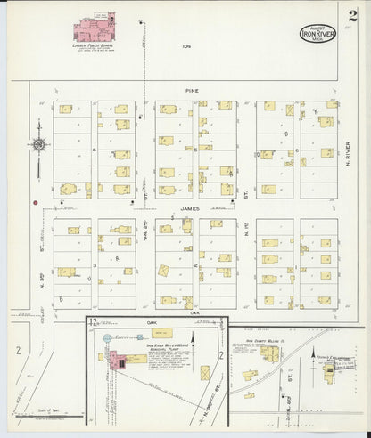 Sanborn Fire Insurance Map from Iron River, Iron County, Michigan (1917), Sheet #0002 - Complete Map Set gallery image, historic Sanborn map, vintage wall art, Michigan Michigan
