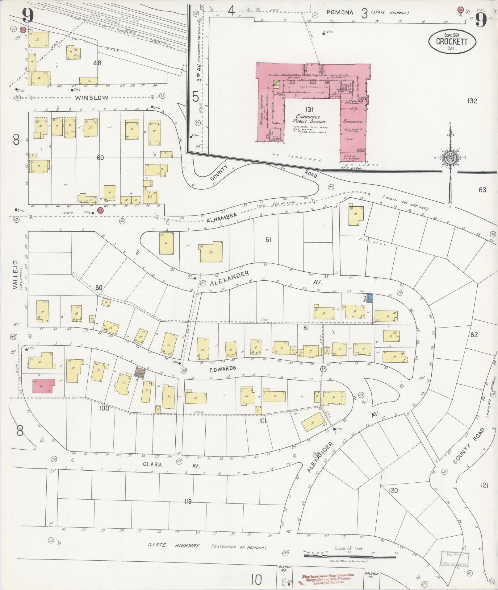 Sanborn Fire Insurance Map from Crockett, Contra Costa County, California (1924), Sheet #0009 - Historic Sanborn Fire Insurance Map Print, vintage old map wall art, antique decor, genealogy gift, California California map