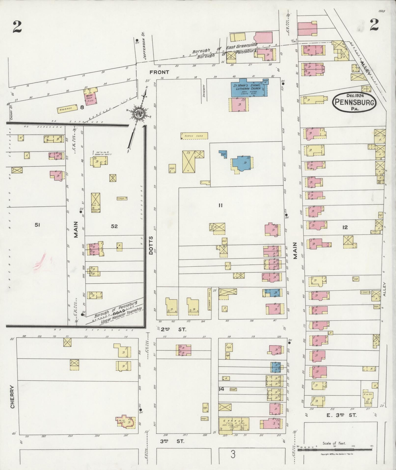 Sanborn Fire Insurance Map from Pennsburg, Montgomery County, Pennsylvania (1924), Sheet #0002 - Complete Map Set gallery image, historic Sanborn map, vintage wall art, Pennsylvania Pennsylvania