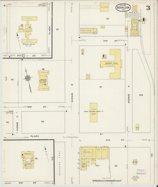 Sanborn Fire Insurance Map from Bogalusa, Washington Parish, Louisiana (1915), Sheet #0003 - Historic Sanborn Fire Insurance Map Print, vintage old map wall art, antique decor, genealogy gift, Louisiana Louisiana map