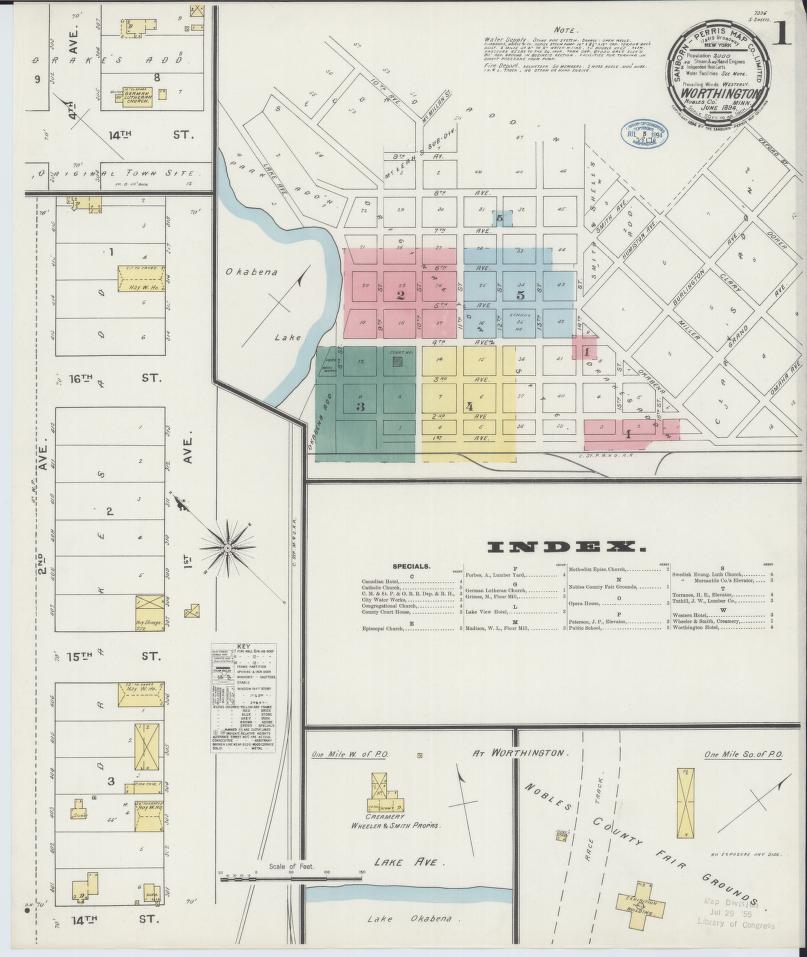 Sanborn Fire Insurance Map from Worthington, Nobles County, Minnesota. (1894) – Map View