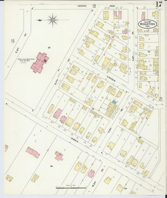 Sanborn Fire Insurance Map from Middletown, Butler County, Ohio (1907), Sheet #0017 - Historic Sanborn Fire Insurance Map Print, vintage old map wall art, antique decor, genealogy gift, Ohio Ohio map
