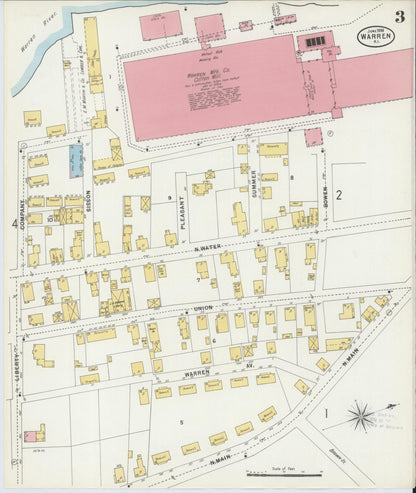Sanborn Fire Insurance Map from Warren, Bristol County, Rhode Island (1898), Sheet #0003 - Complete Map Set gallery image, historic Sanborn map, vintage wall art, Rhode Island Rhode Island