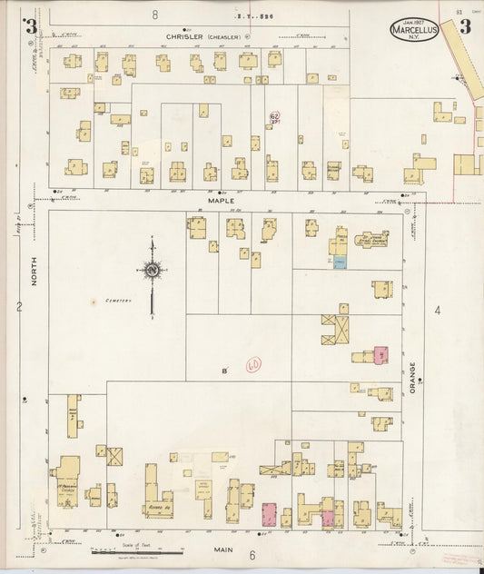 Sanborn Fire Insurance Map from Marcellus, Onondaga County, New York (1937), Sheet #0003 - Historic Sanborn Fire Insurance Map Print, vintage old map wall art, antique decor, genealogy gift, New York New York map