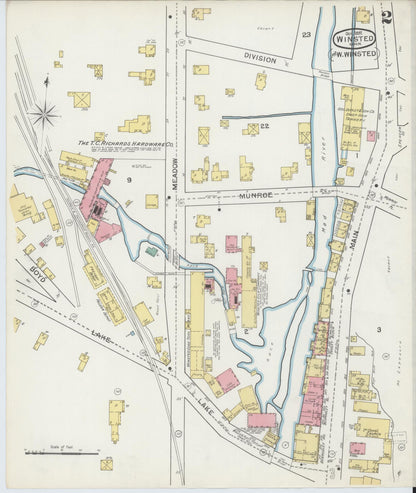 Sanborn Fire Insurance Map from Winsted, Litchfield County, Connecticut (1892), Sheet #0002 - Complete Map Set gallery image, historic Sanborn map, vintage wall art, Connecticut Connecticut
