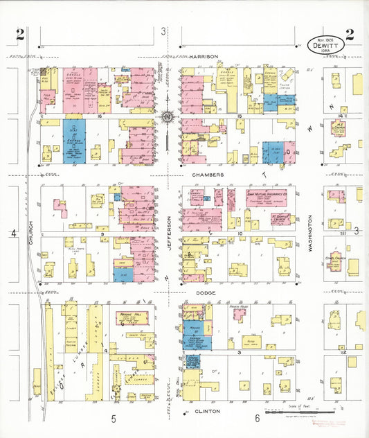 Sanborn Fire Insurance Map from De Witt, Clinton County, Iowa (1926), Sheet #0002 - Historic Sanborn Fire Insurance Map Print, vintage old map wall art
