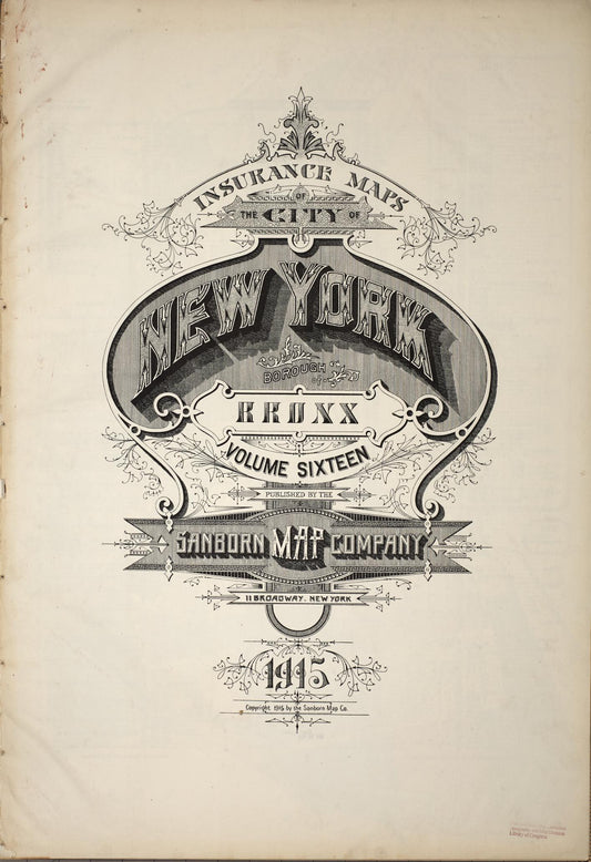 Sanborn Fire Insurance Map from New York, Bronx, Manhattan, New York (1915), Sheet #0001 - Historic Sanborn Fire Insurance Map Print, vintage old map wall art, antique decor, genealogy gift, New York New York map