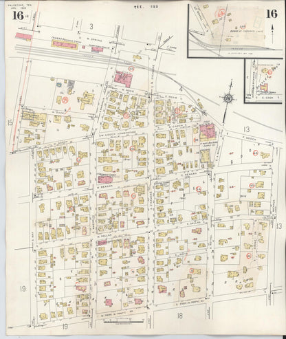 Sanborn Fire Insurance Map from Palestine, Anderson County, Texas (1949), Sheet #0016 - Historic Sanborn Fire Insurance Map Print, vintage old map wall art, antique decor, genealogy gift, Texas Texas map