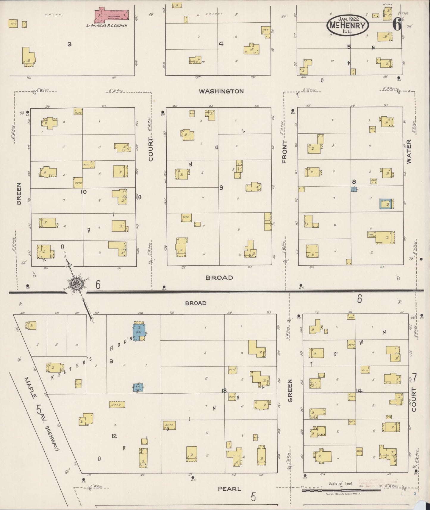 Sanborn Fire Insurance Map from McHenry, McHenry County, Illinois (1922), Sheet #0006 - Complete Map Set gallery image, historic Sanborn map, vintage wall art, Illinois Illinois