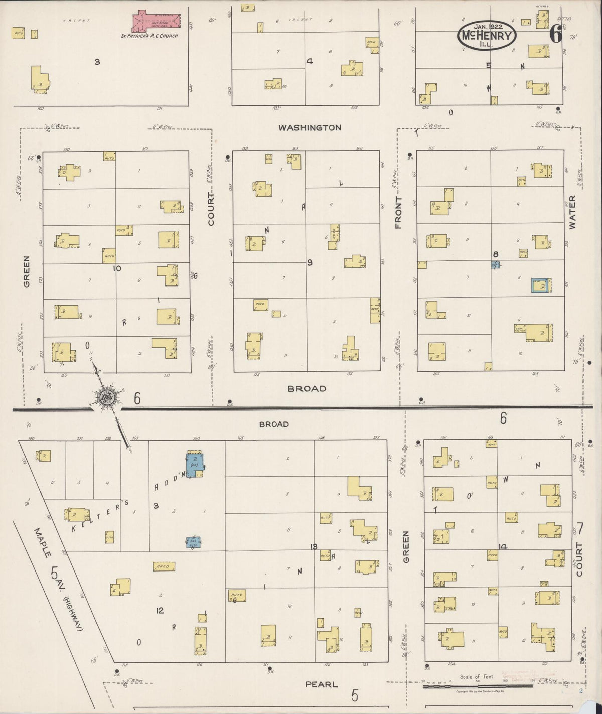 Sanborn Fire Insurance Map from McHenry, McHenry County, Illinois (1922), Sheet #0006 - Complete Map Set gallery image, historic Sanborn map, vintage wall art, Illinois Illinois