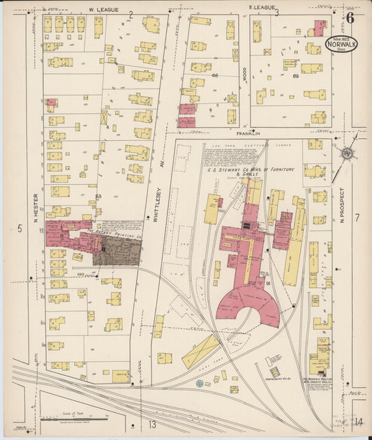 Sanborn Fire Insurance Map from Norwalk, Huron County, Ohio (1922), Sheet #0006 - Historic Sanborn Fire Insurance Map Print, vintage old map wall art, antique decor, genealogy gift, Ohio Ohio map