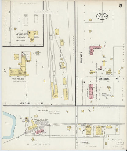 Sanborn Fire Insurance Map from De Land, Volusia County, Florida (1897), Sheet #0005 - Historic Sanborn Fire Insurance Map Print, vintage old map wall art, antique decor, genealogy gift, Florida Florida map