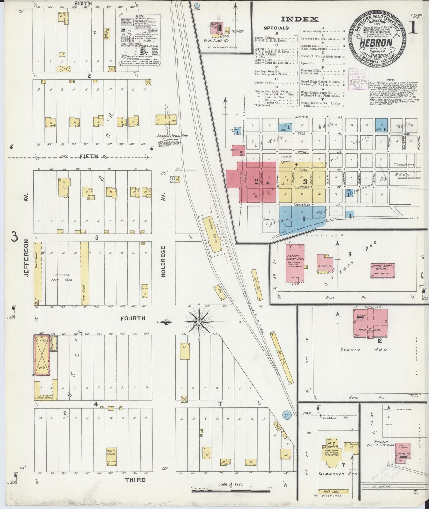 Sanborn Fire Insurance Map from Hebron, Thayer County, Nebraska. (1904) – Historic Sanborn Fire Insurance Map Print