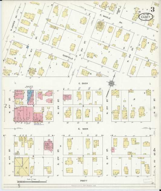 Sanborn Fire Insurance Map from Casey, Clark County, Illinois (1912), Sheet #0003 - Historic Sanborn Fire Insurance Map Print, vintage old map wall art, antique decor, genealogy gift, Illinois Illinois map