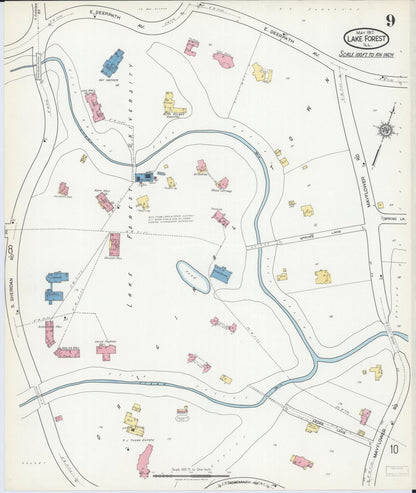 Sanborn Fire Insurance Map from Lake Forest, Lake County, Illinois (1917), Sheet #0009 - Complete Map Set gallery image, historic Sanborn map, vintage wall art, Illinois Illinois