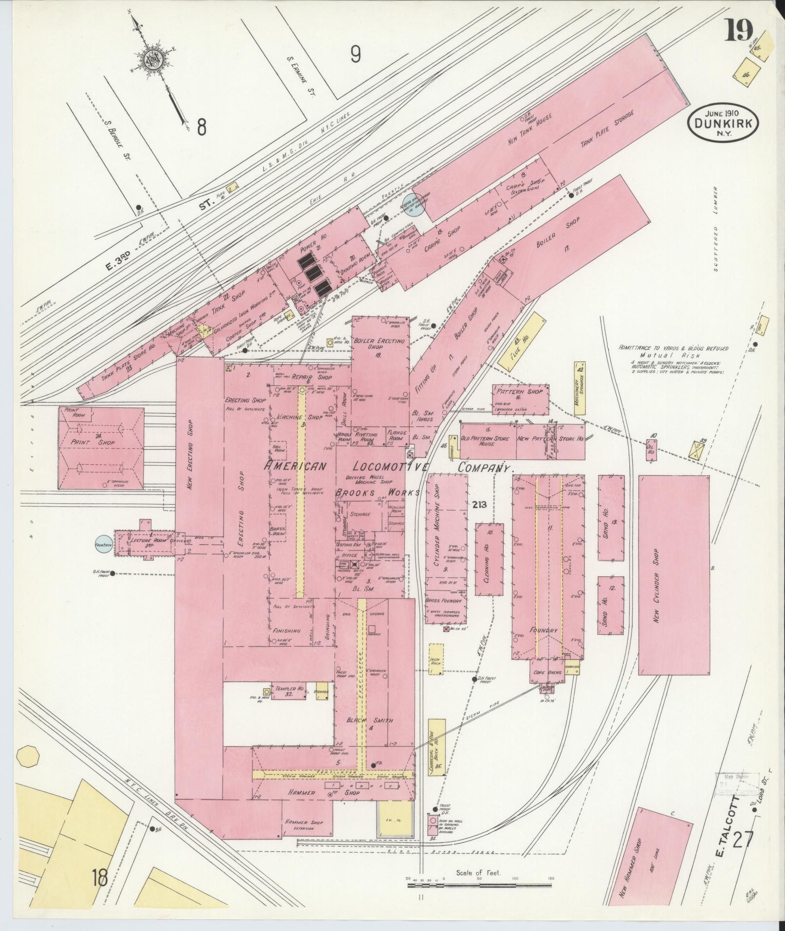 Sanborn Fire Insurance Map from Dunkirk, Chautauqua County, New York (1910), Sheet #0019 - Complete Map Set gallery image, historic Sanborn map, vintage wall art, New York New York