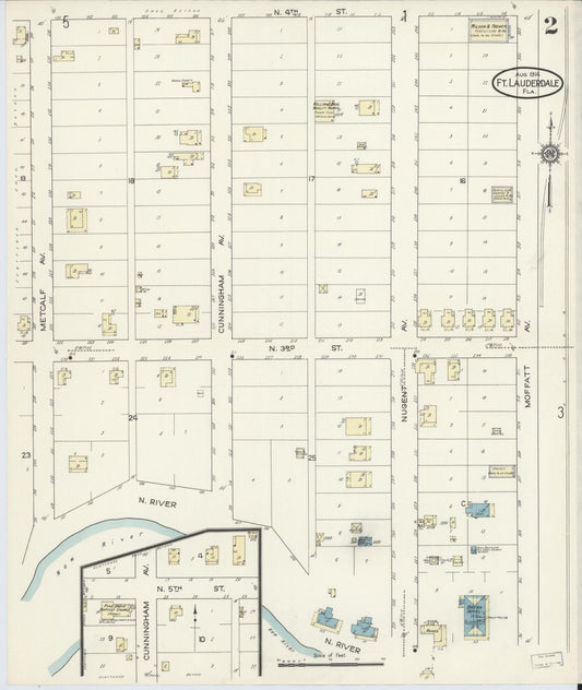 Sanborn Fire Insurance Map from Fort Lauderdale, Broward County, Florida (1914), Sheet #0002 - Historic Sanborn Fire Insurance Map Print, vintage old map wall art, antique decor, genealogy gift, Florida Florida map