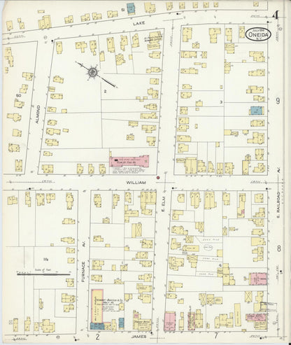 Sanborn Fire Insurance Map from Oneida, Madison County, New York (1914), Sheet #0004 - Complete Map Set gallery image, historic Sanborn map, vintage wall art, New York New York