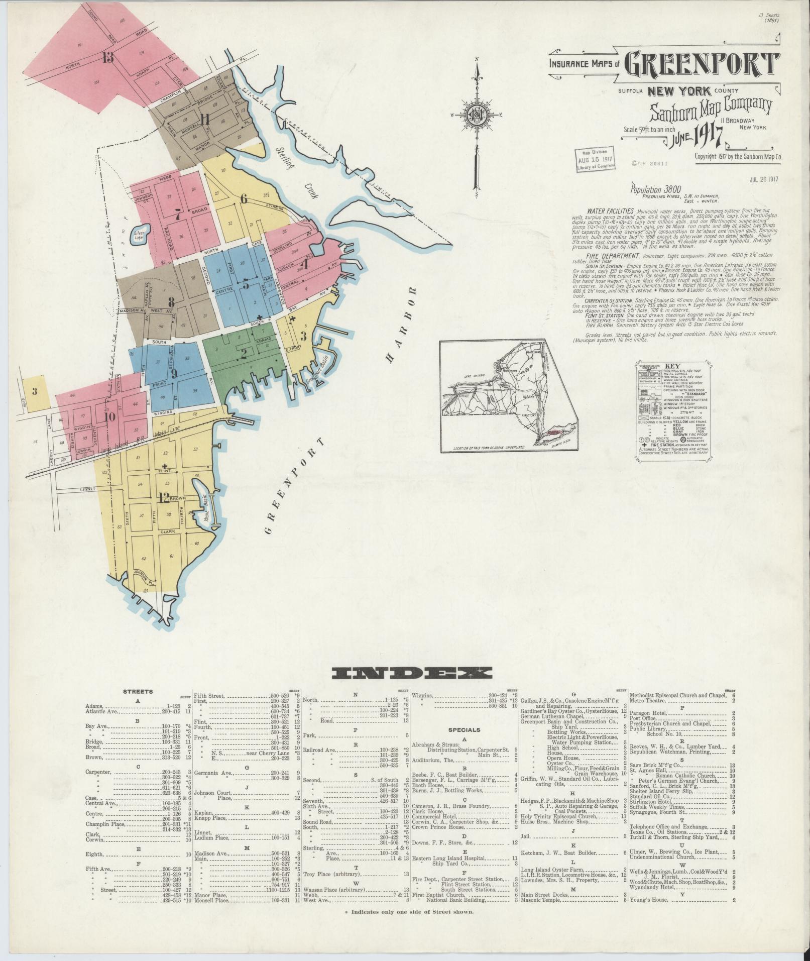 Sanborn Fire Insurance Map from Greenport, Suffolk County, New York. (1917) – Historic Sanborn Fire Insurance Map Print