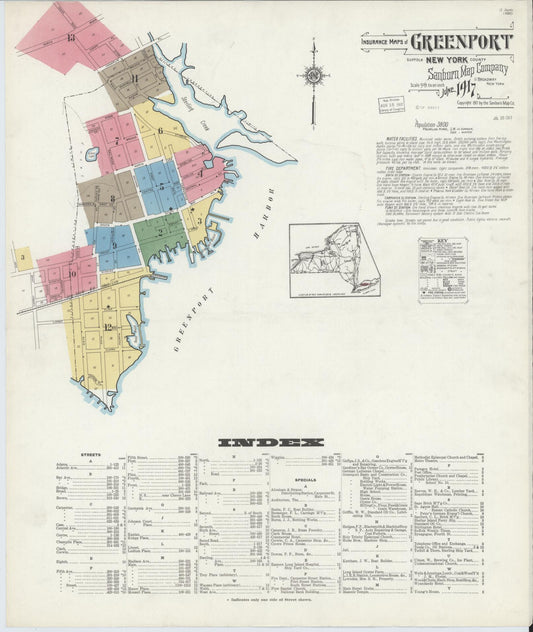 Sanborn Fire Insurance Map from Greenport, Suffolk County, New York. (1917) – Historic Sanborn Fire Insurance Map Print