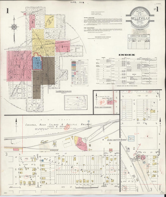 Sanborn Fire Insurance Map from Belleville, Republic County, Kansas (1943), Sheet #0001 - Complete Map Set gallery image, historic Sanborn map, vintage wall art, Kansas Kansas