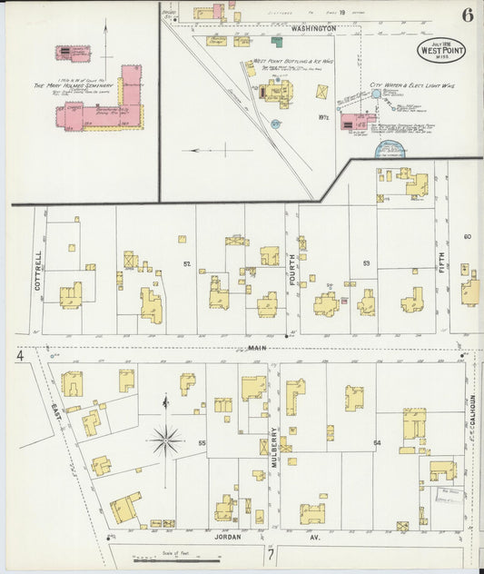 Sanborn Fire Insurance Map from West Point, Clay County, Mississippi (1898), Sheet #0006 - Historic Sanborn Fire Insurance Map Print, vintage old map wall art, antique decor, genealogy gift, Mississippi Mississippi map
