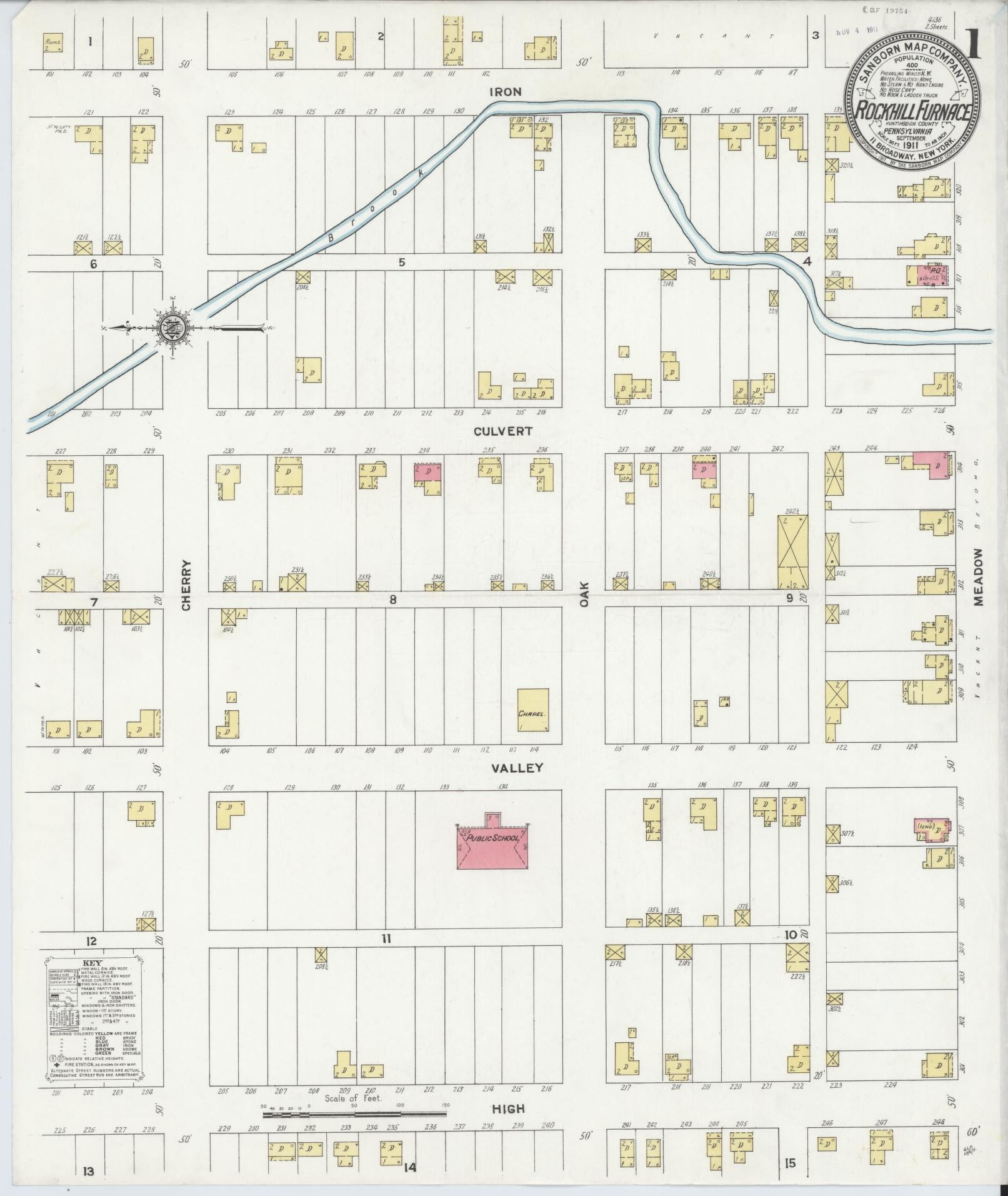Sanborn Fire Insurance Map from Rockhill Furnace, Huntingdon County, Pennsylvania (1911), Sheet #0001 - Complete Map Set gallery image, historic Sanborn map, vintage wall art, Pennsylvania Pennsylvania