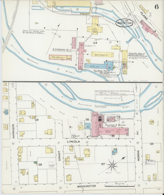 Sanborn Fire Insurance Map from Boonton, Morris County, New Jersey (1892), Sheet #0006 - Historic Sanborn Fire Insurance Map Print, vintage old map wall art, antique decor, genealogy gift, New Jersey New Jersey map