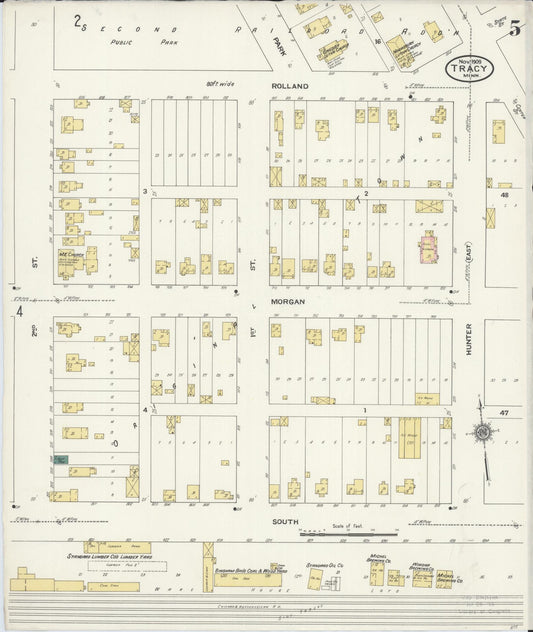 Sanborn Fire Insurance Map from Tracy, Lyon County, Minnesota (1909), Sheet #0005 - Historic Sanborn Fire Insurance Map Print, vintage old map wall art, antique decor, genealogy gift, Minnesota Minnesota map