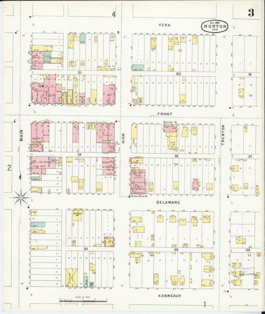 Sanborn Fire Insurance Map from Horton, Brown County, Kansas (1896), Sheet #0003 - Historic Sanborn Fire Insurance Map Print, vintage old map wall art, antique decor, genealogy gift, Kansas Kansas map
