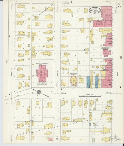 Sanborn Fire Insurance Map from Hicksville, Defiance County, Ohio (1913), Sheet #0007 - Historic Sanborn Fire Insurance Map Print, vintage old map wall art, antique decor, genealogy gift, Ohio Ohio map
