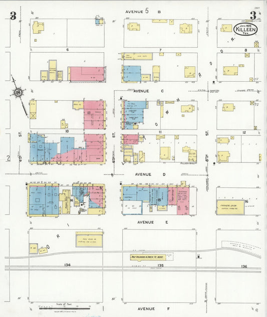 Sanborn Fire Insurance Map from Killeen, Bell County, Texas (1926), Sheet #0003 - Historic Sanborn Fire Insurance Map Print, vintage old map wall art, antique decor, genealogy gift, Texas Texas map
