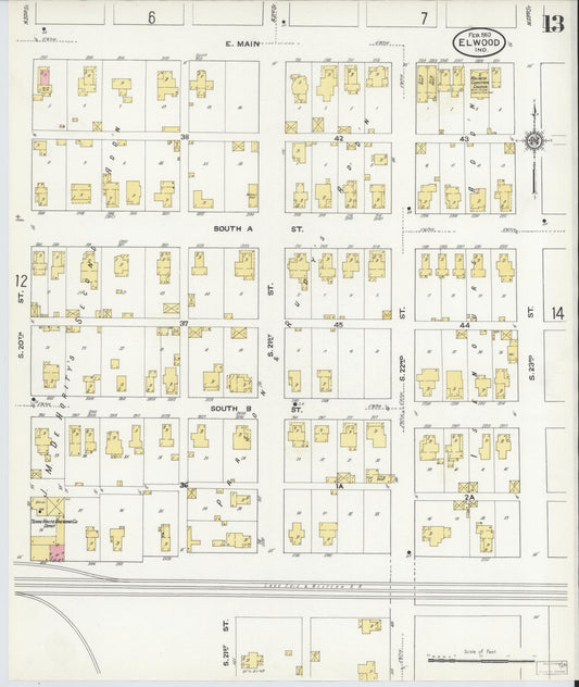 Sanborn Fire Insurance Map from Elwood, Madison County, Indiana (1910), Sheet #0013 - Historic Sanborn Fire Insurance Map Print, vintage old map wall art, antique decor, genealogy gift, Indiana Indiana map