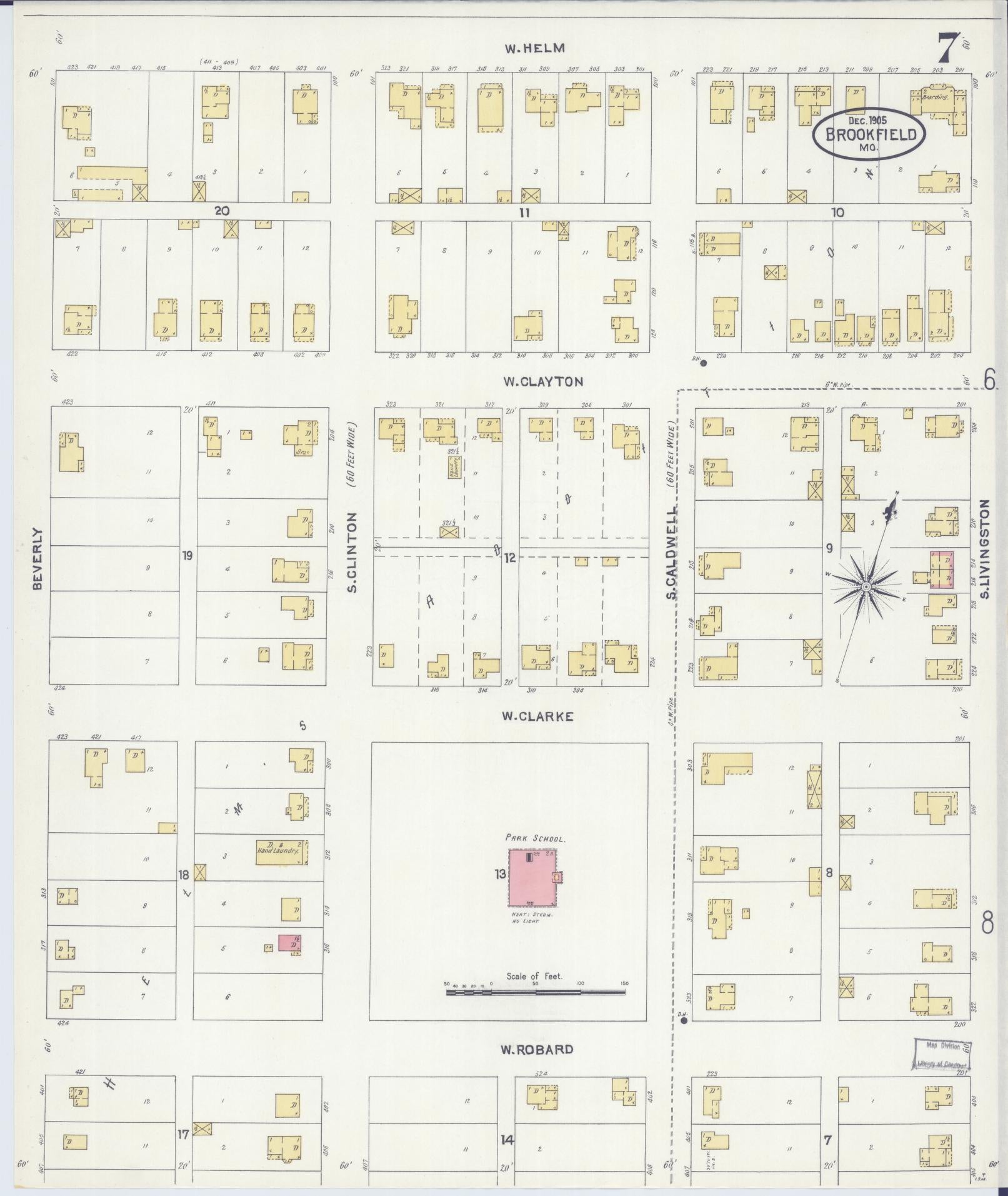 Sanborn Fire Insurance Map from Brookfield, Linn County, Missouri (1905), Sheet #0007 - Complete Map Set gallery image, historic Sanborn map, vintage wall art, Missouri Missouri