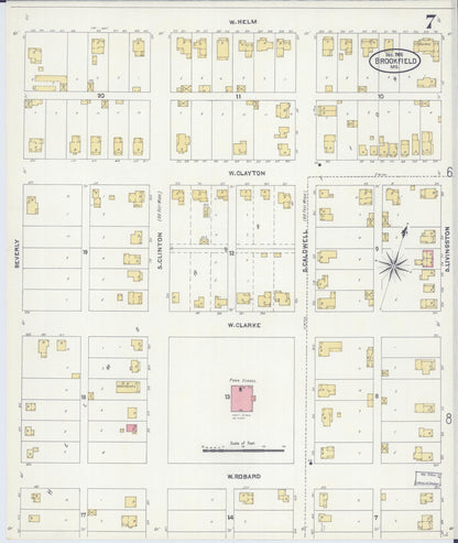 Sanborn Fire Insurance Map from Brookfield, Linn County, Missouri (1905), Sheet #0007 - Complete Map Set gallery image, historic Sanborn map, vintage wall art, Missouri Missouri