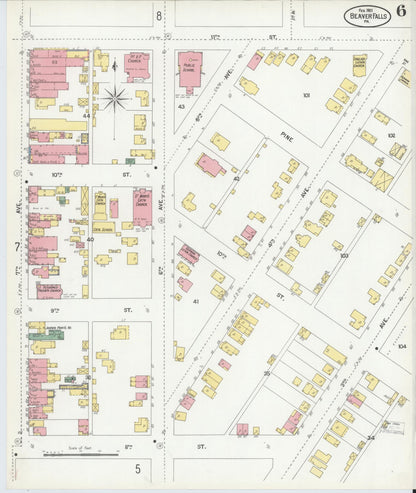 Sanborn Fire Insurance Map from Beaver Falls, Beaver County, Pennsylvania (1901), Sheet #0006 - Complete Map Set gallery image, historic Sanborn map, vintage wall art, Pennsylvania Pennsylvania