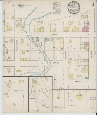 Sanborn Fire Insurance Map from Augusta, Eau Claire County, Wisconsin (1894), Sheet #0001 - Complete Map Set gallery image, historic Sanborn map, vintage wall art, Wisconsin Wisconsin