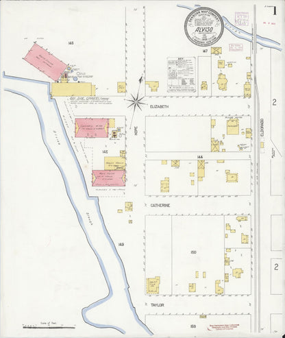 Sanborn Fire Insurance Map from Alviso, Santa Clara County, California (1908), Sheet #0001 - Historic Sanborn Fire Insurance Map Print, vintage old map wall art, antique decor, genealogy gift, California California map