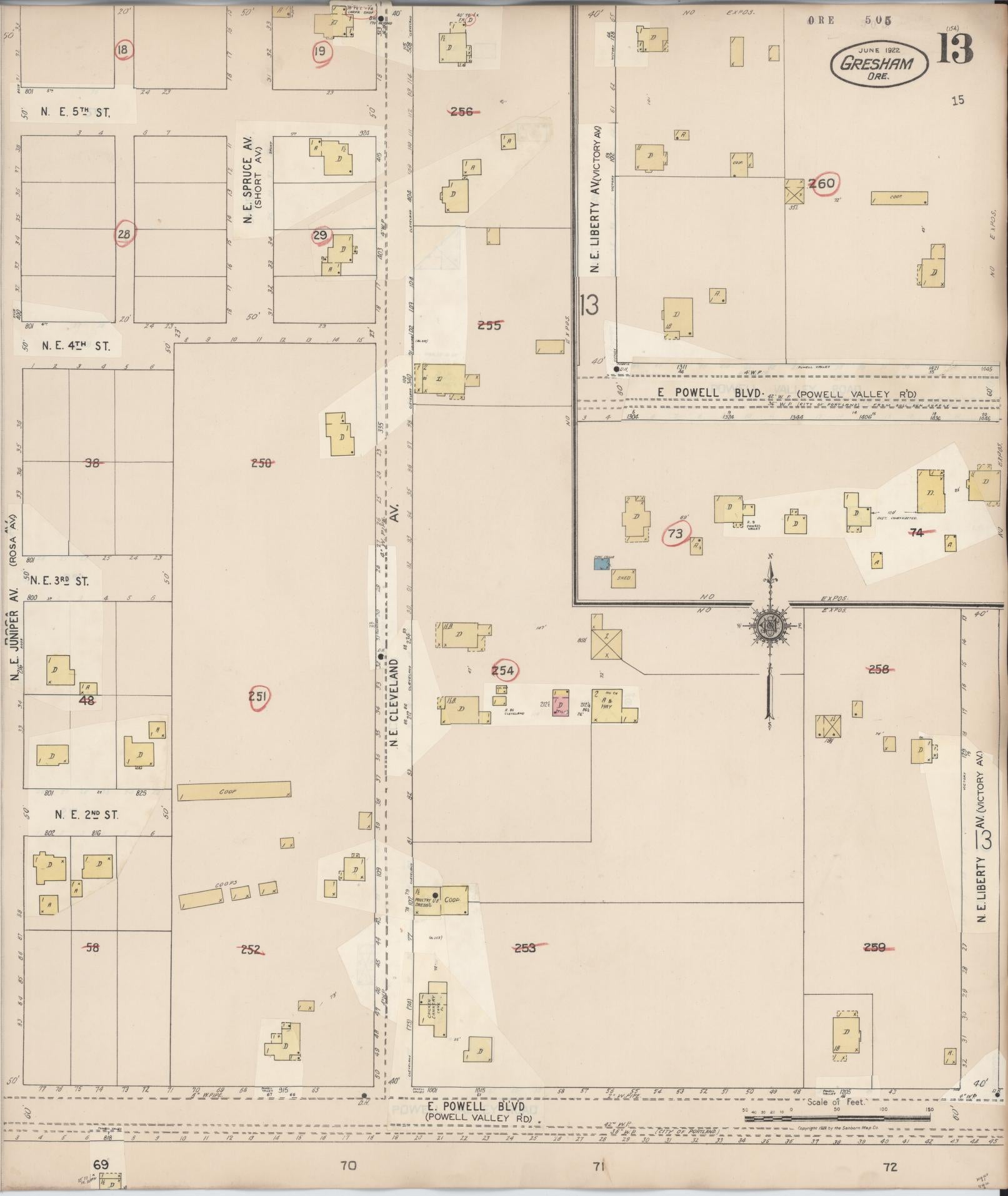 Sanborn Fire Insurance Map from Gresham, Multnomah County, Oregon (1941), Sheet #0013 - Complete Map Set gallery image, historic Sanborn map, vintage wall art, Oregon Oregon
