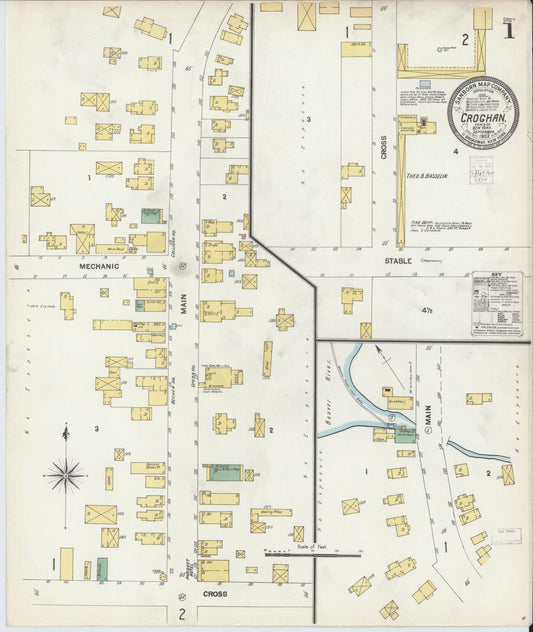 Sanborn Fire Insurance Map from Croghan, Lewis County, New York (1902), Sheet #0001 - Historic Sanborn Fire Insurance Map Print, vintage old map wall art, antique decor, genealogy gift, New York New York map