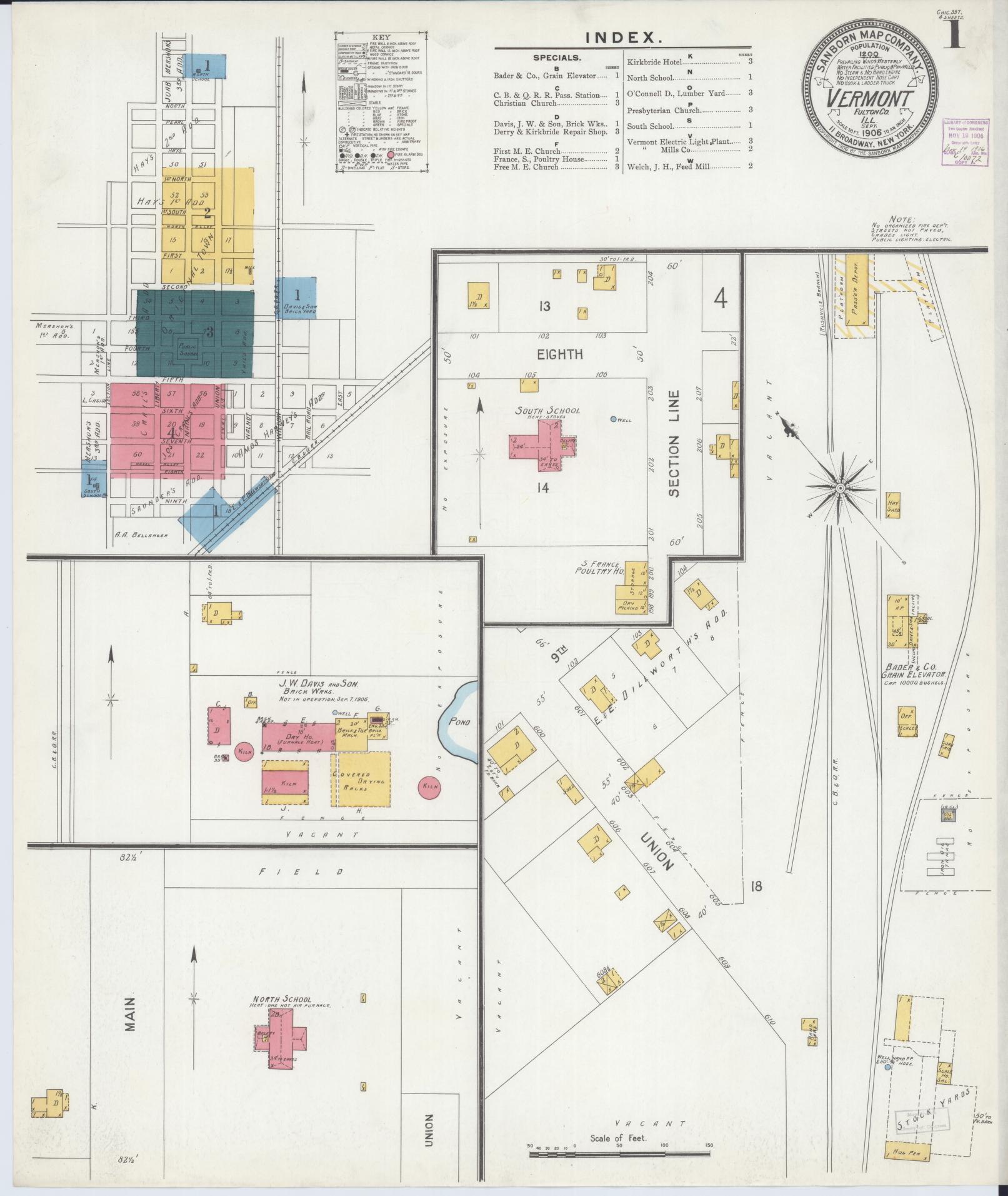 Sanborn Fire Insurance Map from Vermont, Fulton County, Illinois. (1906) – Historic Sanborn Fire Insurance Map Print