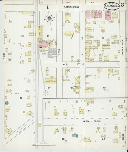 Sanborn Fire Insurance Map from Falmouth, Pendleton County, Kentucky (1891), Sheet #0003 - Complete Map Set gallery image, historic Sanborn map, vintage wall art, Kentucky Kentucky