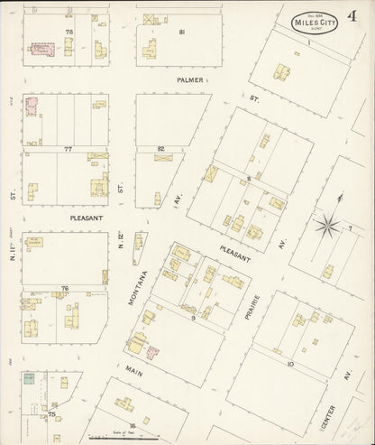 Sanborn Fire Insurance Map from Miles City, Custer County, Montana (1888), Sheet #0004 - Complete Map Set gallery image, historic Sanborn map, vintage wall art, Montana Montana