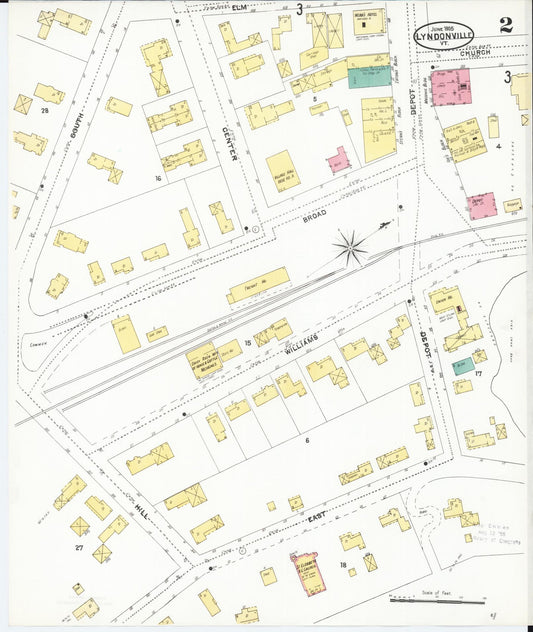 Sanborn Fire Insurance Map from Lyndonville, Caledonia County, Vermont (1905), Sheet #0002 - Historic Sanborn Fire Insurance Map Print, vintage old map wall art, antique decor, genealogy gift, Vermont Vermont map
