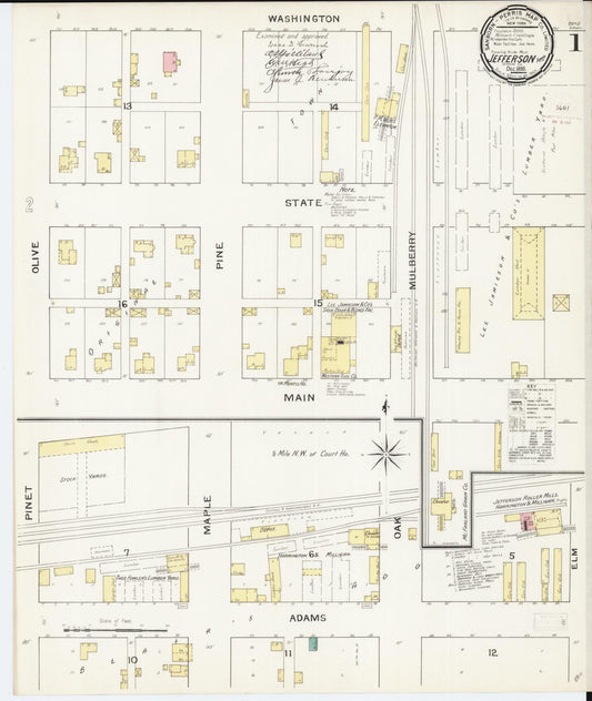 Sanborn Fire Insurance Map from Jefferson, Greene County, Iowa (1893), Sheet #0001 - Historic Sanborn Fire Insurance Map Print